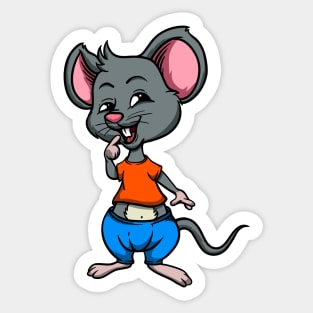 Cute Anthropomorphic Human-like Cartoon Character Mouse in Clothes Sticker